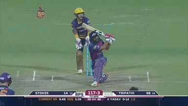 M41: KKR vs RPS   – Rahul Tripathi Six