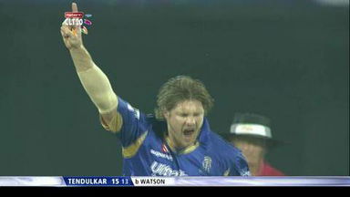M23: RR vs MI –  Sachin Tendulkar b Watson
