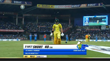 IND vs AUS 2019, 2nd T20I: D'Arcy Short Wicket