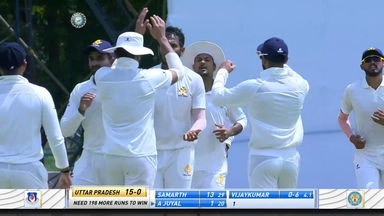 Ranji Trophy 2021-22, Karnataka v Uttar Pradesh, QF: Uttar Pradesh 2nd Innings Fall of Wickets