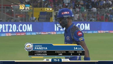 Q1: MI vs RPS – Hardik Pandya Wicket