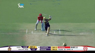 M44: KXIP vs KKR –  Robin Uthappa Six