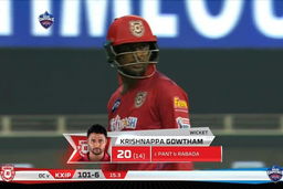 M02: DC vs KXIP – Krishnappa Gowtham Wicket