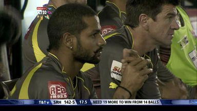 M7: T&T vs SRH –  Darren Sammy c Badree b Narine