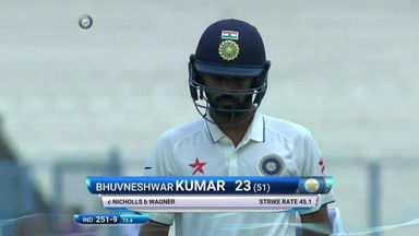 India VS NZ 2016, 2nd Test day 4: Bhuvneshwar Kumar Wicket