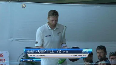 India VS NZ 2016, 3rd Test day 3 - Martin Guptill Wicket