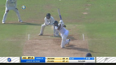 IND vs NZ 2021, 2nd Test, Day 3: Mayank Agarwal Six