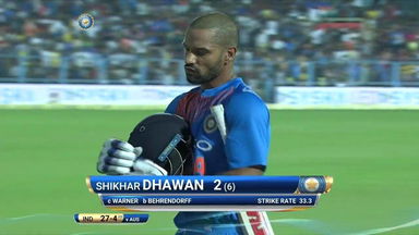 IND vs AUS 2017, 2nd T20I: Shikhar Dhawan Wicket