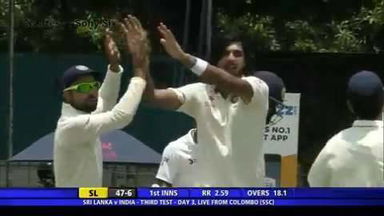 SL vs India, 3rd Test -  Fall of wickets : 1st innings - Sri Lanka