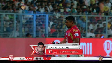 M06: KKR vs KXIP – Sarfaraz Khan Wicket