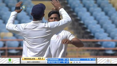 Ranji Trophy 2021-22, Gujarat v Meghalaya: Meghalaya 2nd Innings Fall of Wickets
