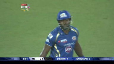 M1: RR vs MI –  Dwayne Smith  lbw b Malik