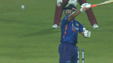 Into the stands, one-handed - Rishabh Pant's cracking SIX