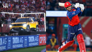 Smashed! Azmatullah Omarzai's six hits the car