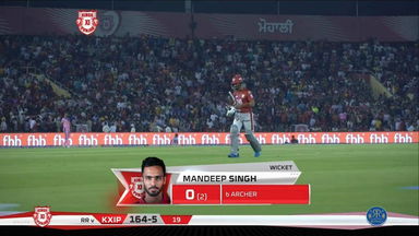 M32: KXIP vs RR – Mandeep Singh Wicket