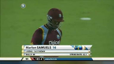 2ND ODI: IND vs WI – Marlon Samuels Wicket
