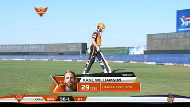 M35: SRH vs KKR – Kane Williamson Wicket