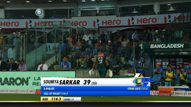 IND vs BAN 2019, 1st T20I: Soumya Sarkar Wicket