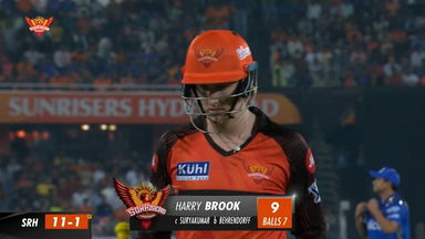 M25: SRH vs MI – Harry Brook Wicket