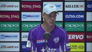 CLT20 2014 M21: KKR vs HOB –   Press Conference – Xavier Doherty
