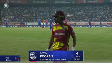 IND vs WI 2026, 2nd T20I: Kamil Pooran Wicket