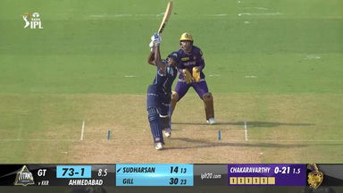M13: GT vs KKR –  Sai Sudharsan Six