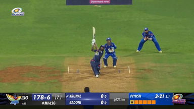 M67: MI vs LSG – Krunal Pandya Six