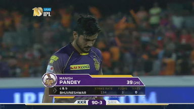 M37: SRH vs KKR – Manish Pandey Wicket