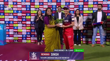 TATA WPL Green Dot Balls of the Match: Match 12, Royal Challengers Bengaluru vs Gujarat Giants, WPL 2025: Renuka Singh