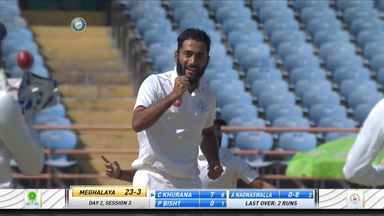 Ranji Trophy 2021-22, Gujarat v Meghalaya: Meghalaya 1st Innings Fall of Wickets