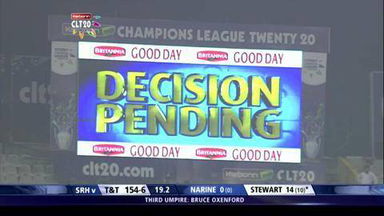 M7: T&T vs SRH –  Sunil Narine Run Out
