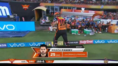 M54: SRH vs KKR – Manish Pandey Wicket