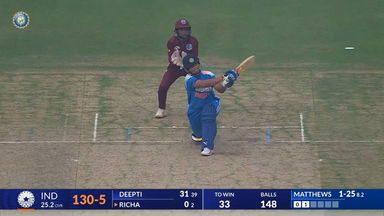 IND-W vs WI-W 2024, 3rd ODI: Richa Ghosh Six