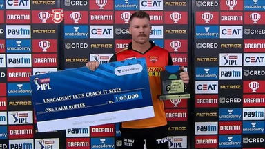 M43: KXIP vs SRH – Unacademy Lets Crack It Sixes of the Match – David Warner