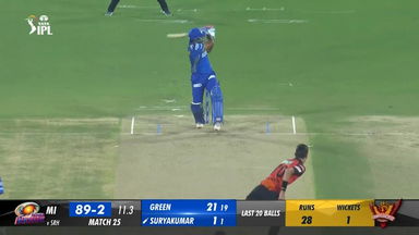 M25: SRH vs MI – Suryakumar Yadav Six