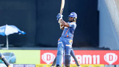 Off the blocks early: Mayers smacks three consecutive fours off Hardik