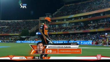 M48: SRH vs KXIP – Wriddhiman Saha Wicket