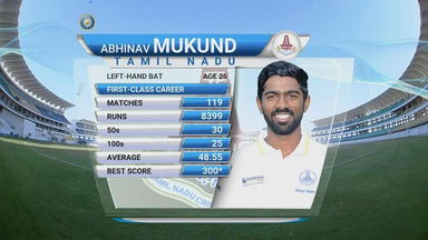 Ranji Trophy SF 1 2016-17 : Mumbai vs Tamil Nadu - Abhinav Mukund's 122