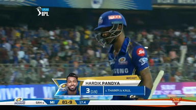 M23: MI vs SRH – Hardik Pandya Wicket
