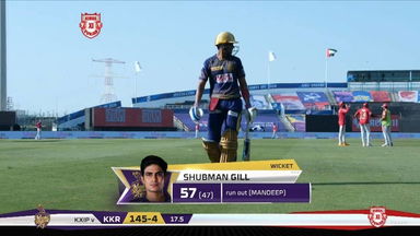 M24: KXIP vs KKR – Shubman Gill Wicket