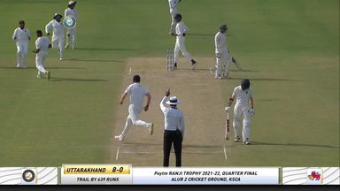 Ranji Trophy 2021-22, Mumbai v Uttarakhand, QF: Uttarakhand 1st Innings Fall of Wickets