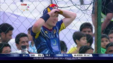 CLT20 2013 M14: LIO vs OT  –   Quinton de Kock 109*