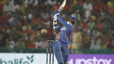 TONKED: Mayers hammers a massive 84m maximum