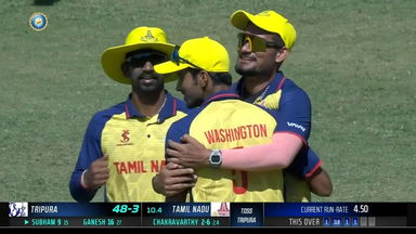 SMAT 2023, Tamil Nadu vs Tripura: Fall of Wickets
