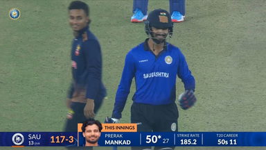 SMAT 2025, Delhi vs Saurashtra: Prerak Mankad leads Saurashtra's chase with stroke-filled 50(28)