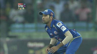 M22: MI vs T&T –  Lendl Simmons c Smith b Harbhajan Singh