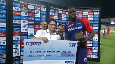 M2: KKR vs DD – YES Bank Maximum Sixes – Carlos Brathwaite