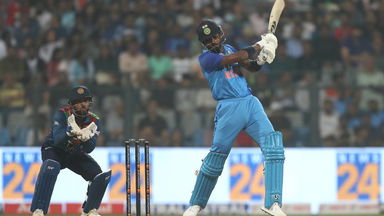 Hammered! Hardik's powerful straight drive
