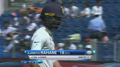 IND vs AUS 2017 - 1st Test Day 3 : Ajinkya Rahane Wicket