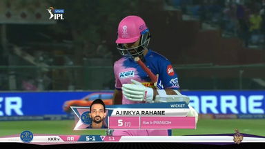 M21: RR vs KKR – Ajinkya Rahane Wicket